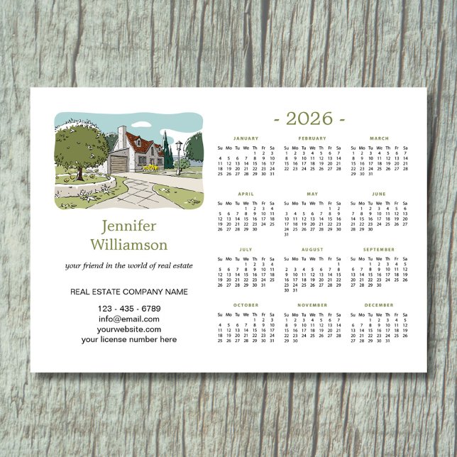 2026 Real Estate Agent Calendar House Magnet (Créateur téléchargé)