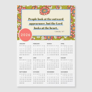2026 Retro Floral 1 Samuel 16:7 Calendrier