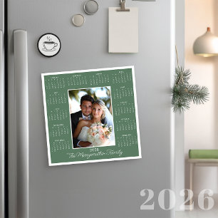 2026 Sage Green Photo Calendrier magnétique