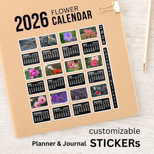 2026 SU Calendar Flower Custom-Cut Vinyl Sticker (Créateur téléchargé)