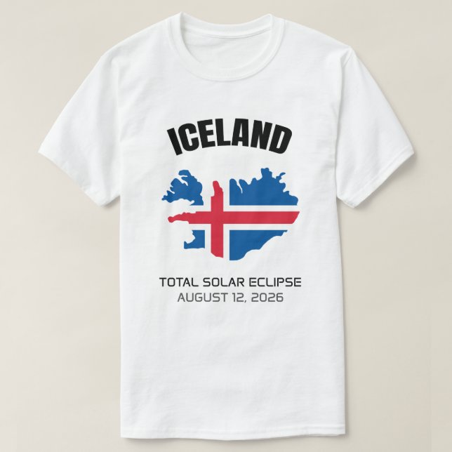 2026 Total Solaire Eclipse Islande Drapeau T-shirt (Design devant)