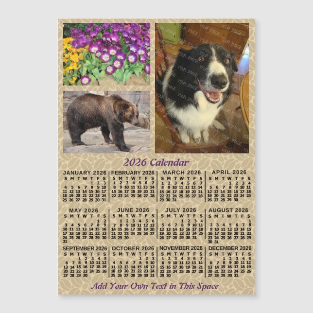 2026 Year Calendar Coffee Beans 3 Photos Magnet (Devant)