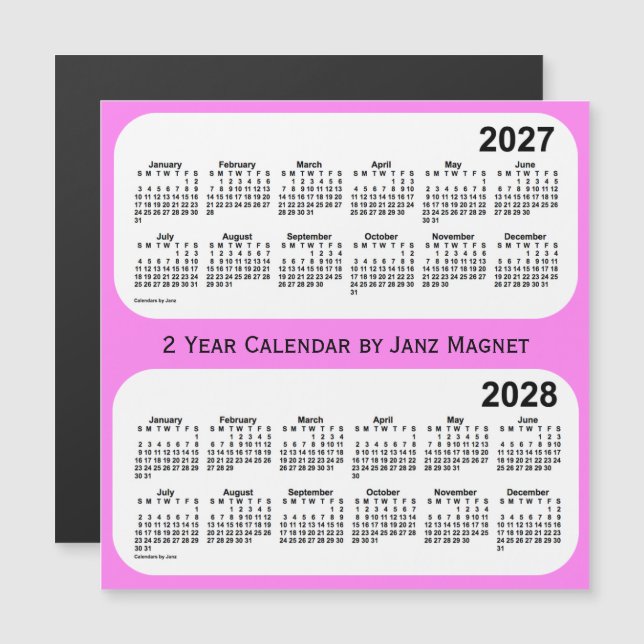 2027-2028 Violet 2 Année Calendrier par Janz Magne (Devant / Derrière)
