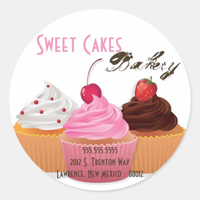 20 - 1,5" Cup Cakes Bakery Sweet Address Stickers (Devant)