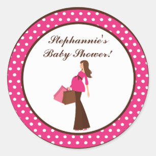 20 - 1,5" Favor Stickers Pink Mod Maman Pois