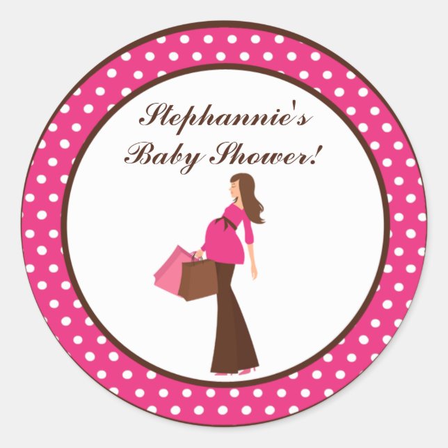 20 - 1,5" Favor Stickers Pink Mod Maman Pois (Devant)