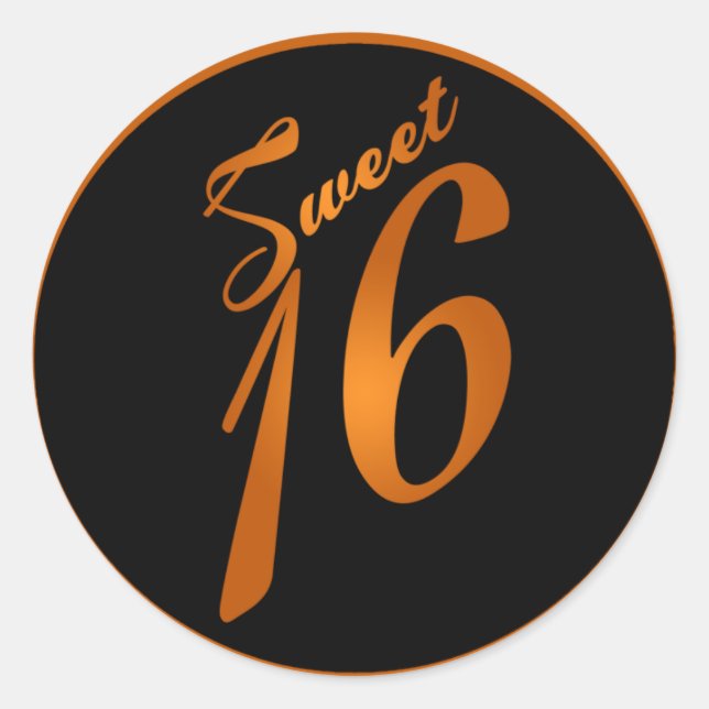 20 - 1,5" Favor Stickers Sweet 16 Orange (Devant)