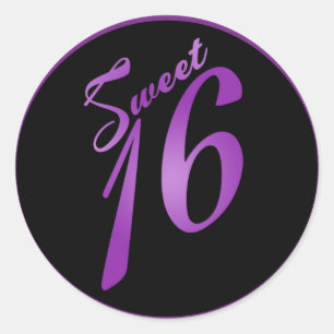 20 - 1,5" Favor Stickers Sweet 16 Purple Lilac