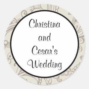 20 - 1,5" Favour Stickers Gris Flourish