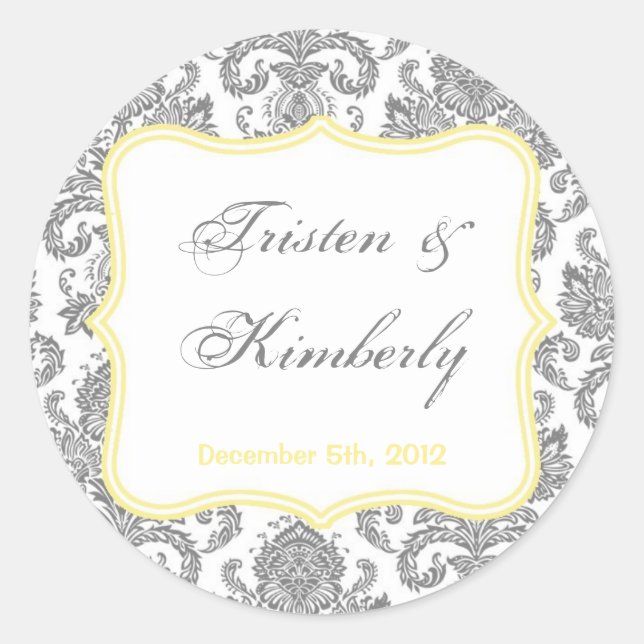 20 - 1,5" Favour Stickers Gris Jaune Damas Lace (Devant)