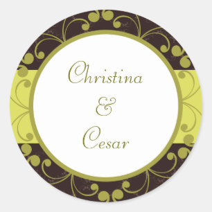20 - 1,5" Favour Stickers Light/Olive Green Chande