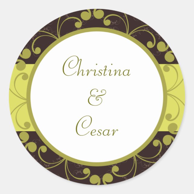 20 - 1,5" Favour Stickers Light/Olive Green Chande (Devant)