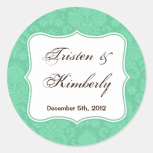 20 - 1,5" Favour Stickers Mint Blanc Dentelle Dama