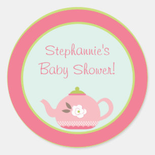 20 - 1,5" Favour Stickers Tea Party Pink Pastel