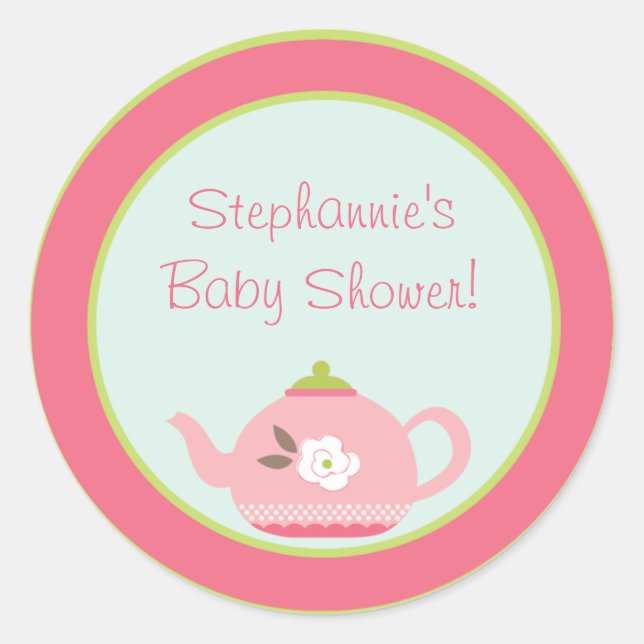 20 - 1,5" Favour Stickers Tea Party Pink Pastel (Devant)
