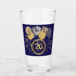20 Anniversaire Bleu Or Verre de boisson