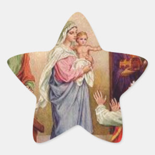 20 autocollants étoile Marie et Jésus