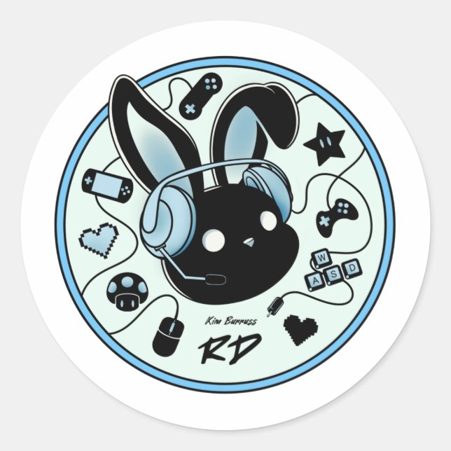 20 Bleu RabbitzDen Gamer stickers logo lapin (Devant)