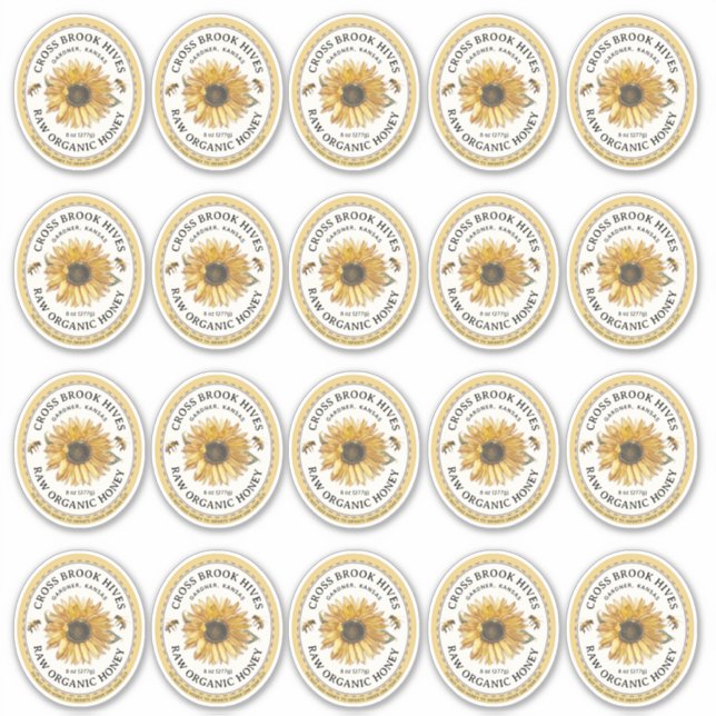 20 Petite jarre Oval Étiquette de miel de tourneso (Devant)