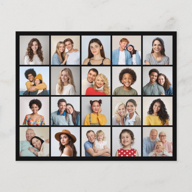 20 Photo Collage de couleur modifiable Carte/feuil (Devant)