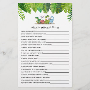 20 Questions Dinosaur Baby shower Jeu