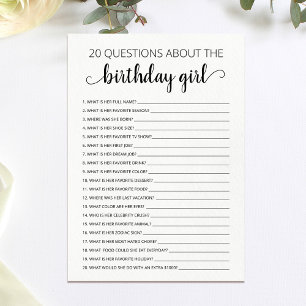 20 Questions sur la carte d'anniversaire de la fil