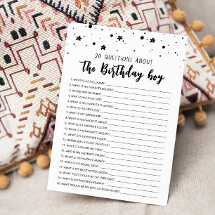 20 Questions sur la carte d'anniversaire du garçon