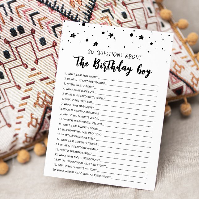 20 Questions sur la carte d'anniversaire du garçon (Créateur téléchargé)