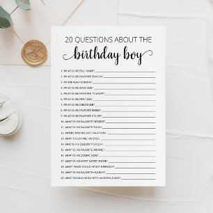 20 Questions sur la carte d'anniversaire du garçon
