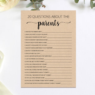 20 Questions sur la carte de Baby shower Parents