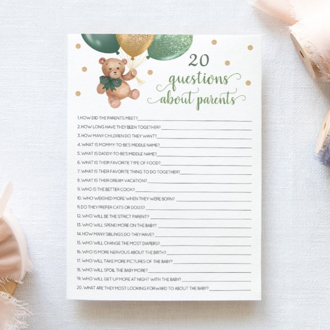 20 Questions sur la carte de l'ours en peluche des (Créateur téléchargé)