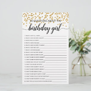 20 Questions sur la fille d'anniversaire Jeu d'ann