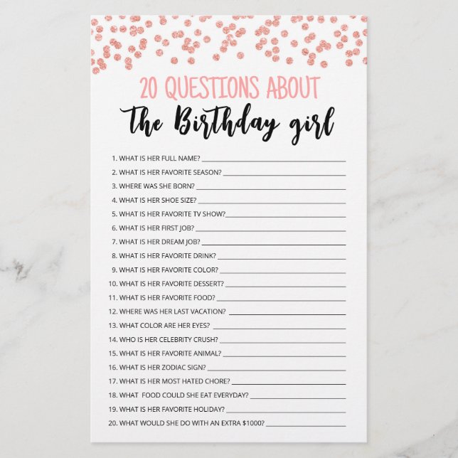 20 Questions sur la Fille qui Fête son Anniversair (Devant)