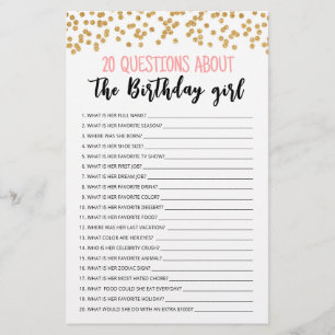 20 Questions sur la Fille qui Fête son Anniversair