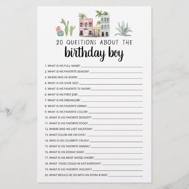 20 Questions sur le garçon qui fête son anniversai (Devant)