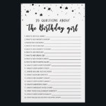 20 Questions sur le jeu Anniversaire Fille Anniver<br><div class="desc">Achetez ce jeu éditable et profitez de haute qualité 20 Questions sur la carte fille anniversaire pour votre événement! C'est un modèle de jeu,  Vous pouvez changer les questions comme vous le souhaitez! Design noir et blanc.</div>