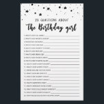 20 Questions sur le jeu Anniversaire Fille Anniver<br><div class="desc">Achetez ce jeu éditable et profitez de haute qualité 20 Questions sur la carte fille anniversaire pour votre événement! C'est un modèle de jeu,  Vous pouvez changer les questions comme vous le souhaitez! Design noir et blanc.</div>