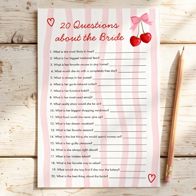 20 Questions sur le jeu de Baby Shower de Cherry B (Créateur téléchargé)