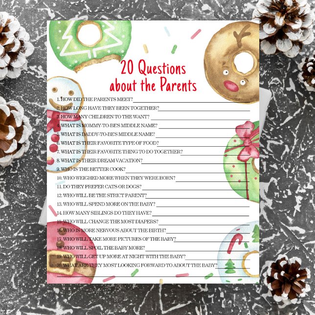 20 Questions sur le jeu de baby shower des parents (Créateur téléchargé)