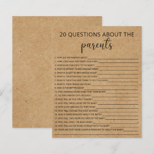 20 Questions sur le jeu de baby shower des parents