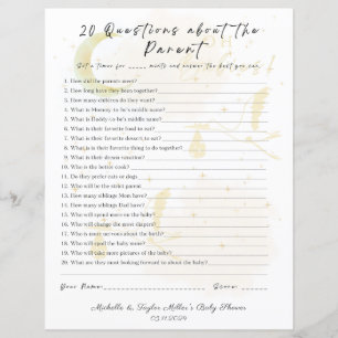 20 Questions sur le jeu de Baby shower parent