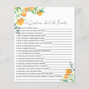 20 Questions sur le jeu de baby shower Parents