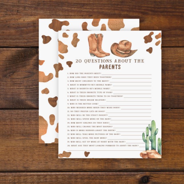 20 Questions sur le jeu de baby shower Parents (Créateur téléchargé)