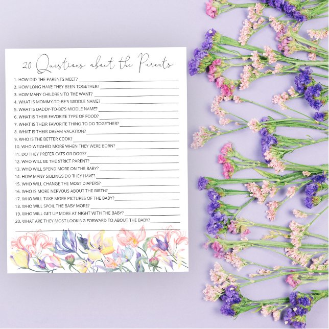 20 Questions sur le jeu de baby shower Parents (Créateur téléchargé)