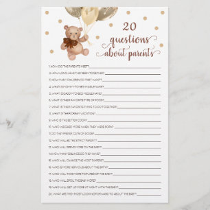 20 Questions sur les parents Baby shower de l'ours
