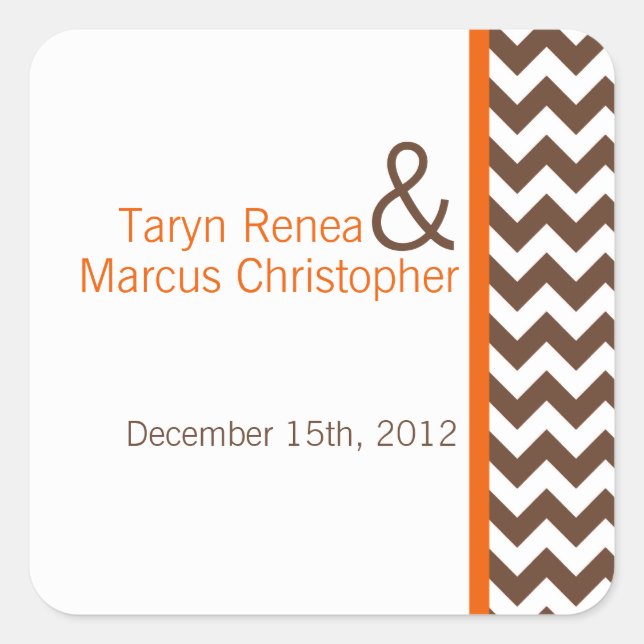20 Stickers Favor Brown Orange Nom Chevron (Devant)