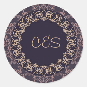 20 Stickers Mariage en dentelle violet