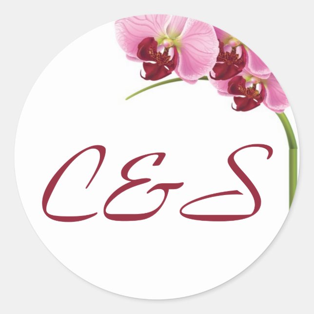 20 Stickers Mariage Orchidée violet Favor (Devant)
