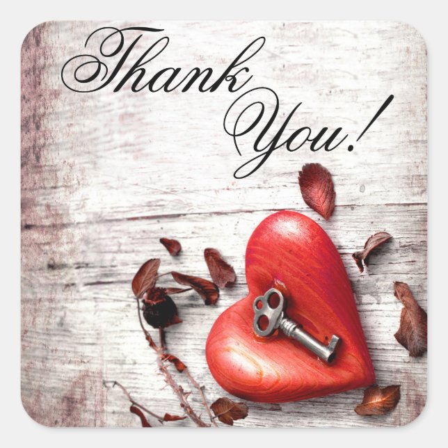 20 Stickers Merci Country Wood Key to my Heart (Devant)