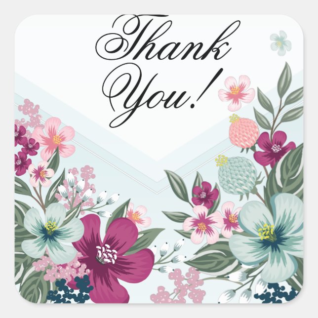 20 Stickers Merci Fleurs tropicales sur Blue Omb (Devant)